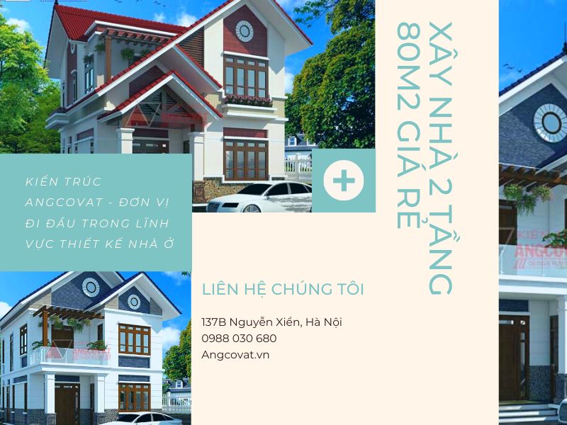 xây nhà 2 tầng 80m2 giá rẻ theo phong cách hiện đại