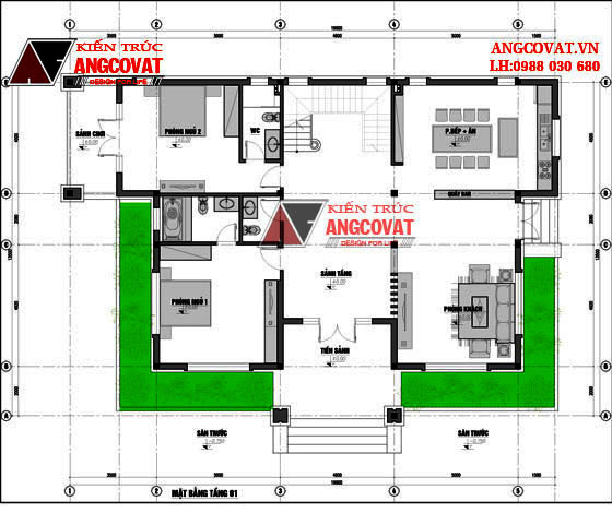 Bản vẽ nhà 2 tầng mái thái 5 phòng ngủ phong cách tân cổ điển4