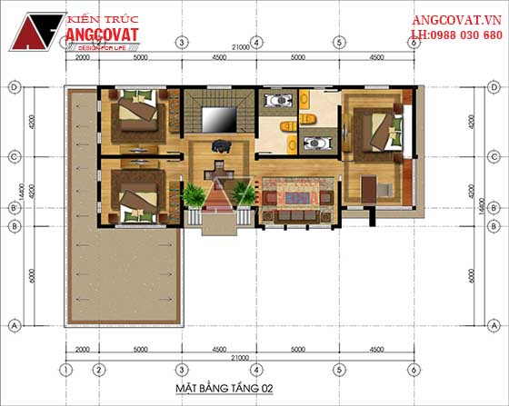 Mẫu biệt thự 2 tầng hình chữ L giá 2 tỷ ở Vĩnh Phúc 3