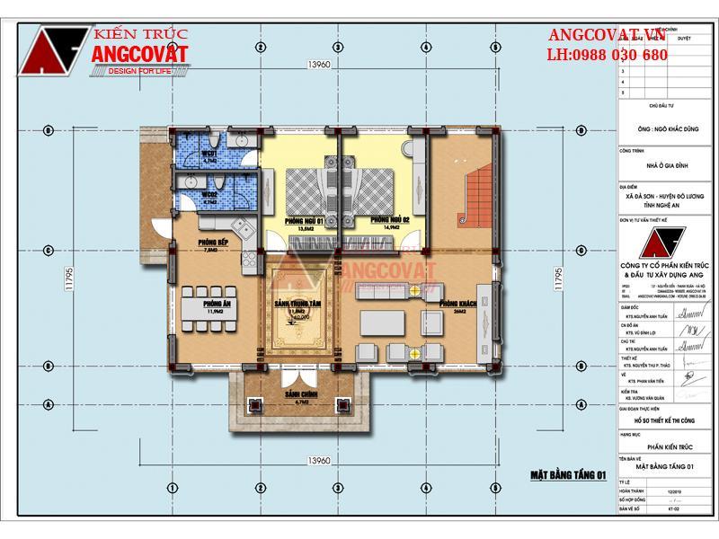 mẫu biệt thự 2 tầng 130m2