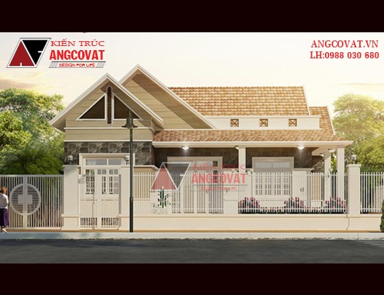 Thiết kế nhà 10x13m 1 tầng 4 phòng ngủ ở nông thôn 2