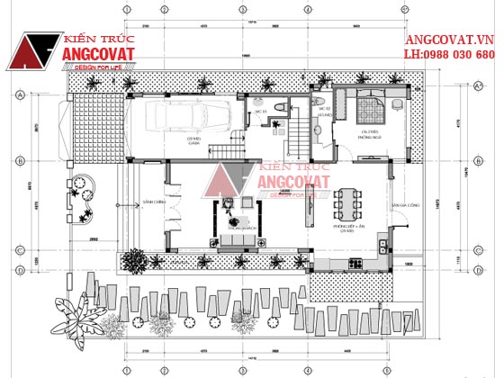 Thiết kế nhà 2 tầng 150m2 mái bằng phong cách hiện đại 3