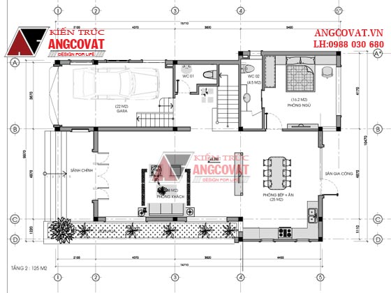 Thiết kế nhà 2 tầng 150m2 mái bằng phong cách hiện đại 4