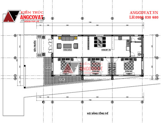 Thiết kế nhà 7x17m 1 tầng diện tích 120m2 ở thành phố Điện Biên 3