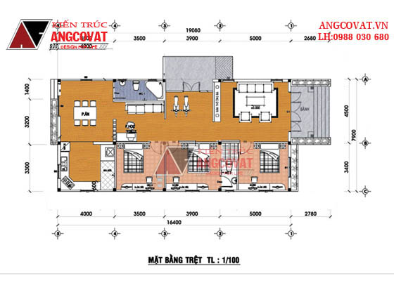 Thiết kế nhà cấp 4 diện tích 160m2 mái ngói đẹp ở Hà Nam 2