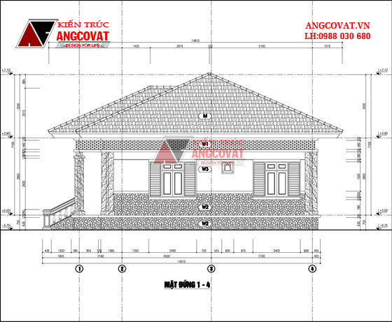 Thiết kế nhà trệt 3 phòng ngủ 13x11m mái thái đẹp 8