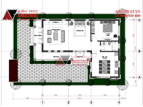 Xây nhà mặt tiền 10m 1 tầng 1 phòng ngủ hình chữ L giá 600 triệu 3