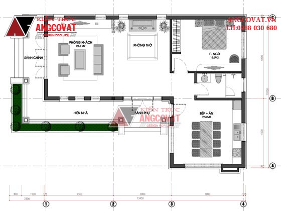 Xây nhà mặt tiền 10m 1 tầng 1 phòng ngủ hình chữ L giá 600 triệu 4